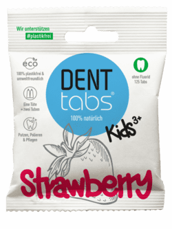 DENTTABS - Tandpasta Tabletter til Børn uden Fluorid og Jordbærsmag
