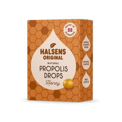 Halsens Original Propolis Drops er små bolsjer med lynghonning og propolis.