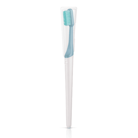 TIO tandbørste i blå med soft hårdhed. TIO er fremstillet af 100 % plantebaseret materiale