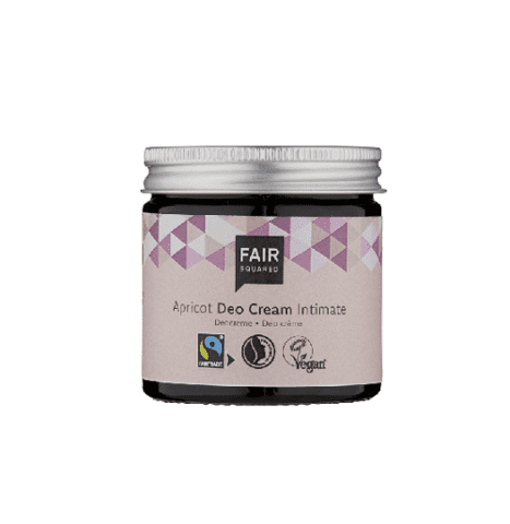 FAIR SQUARED økologiske og veganske Apricot Intim Deodorant Creme er udviklet til kvinder i alle aldre. 
Deodorant creme nærer den følsomme hud i kønsområdet, den giver en frisk og glat følelse. 
Indeholder Fair Trade abrikoskernelolie og matcher den naturlige pH-balance i huden i kønsområdet.