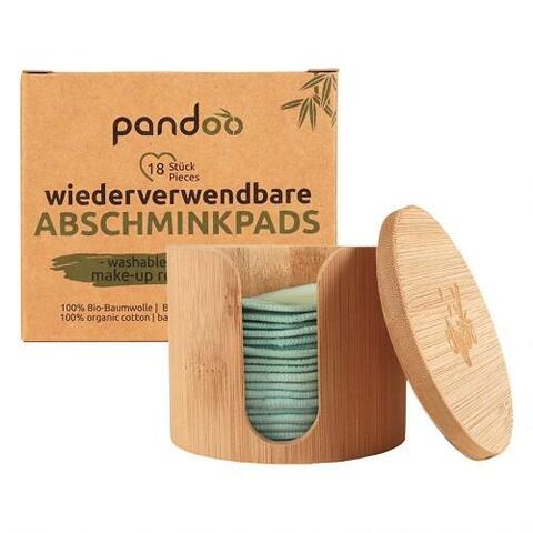 Pandoo - Økologiske Bomulds Rondeller i Bambus Krukke