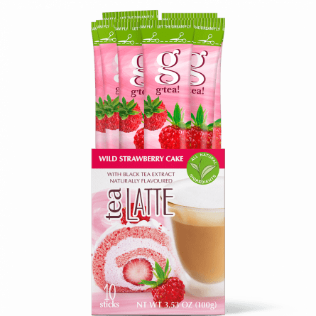 g´tea - Black Tea Latte - Wild Strawberry Cake - Glutenfri og non-GMO